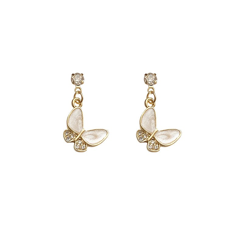 S925 Anting Kupu-Kupu Perak Korea Seperti Anting Berlian Elegan
