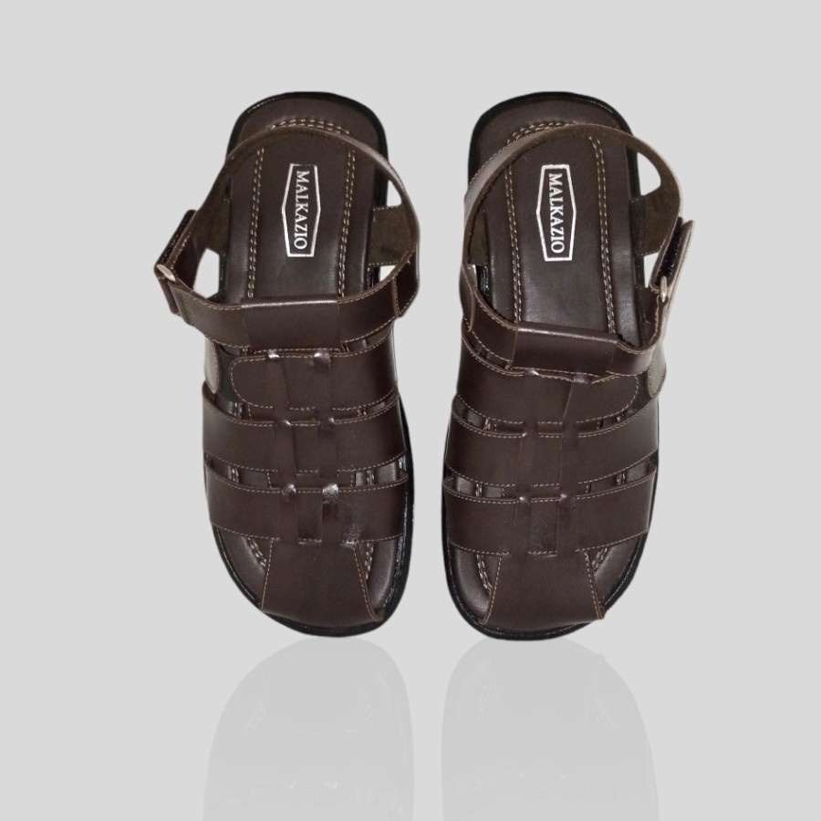 sandal sepatu pria ukuran jumbo kulit rope brown MLZ-08 sendal ukuran besar big size 44 45 46 47