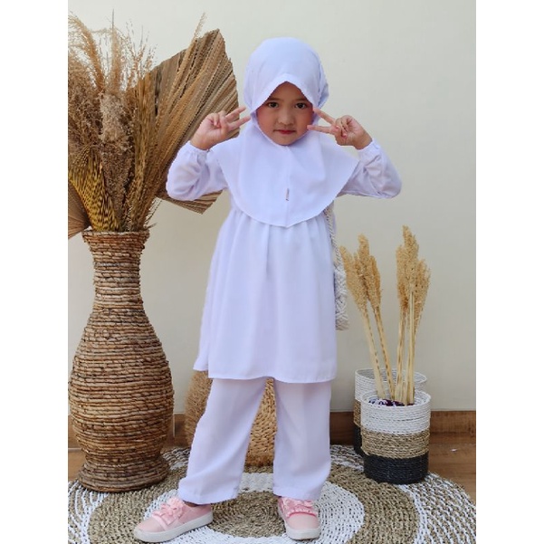 HAURA Baju Setelan Anak Putih Baju Manasik Baju Seragam