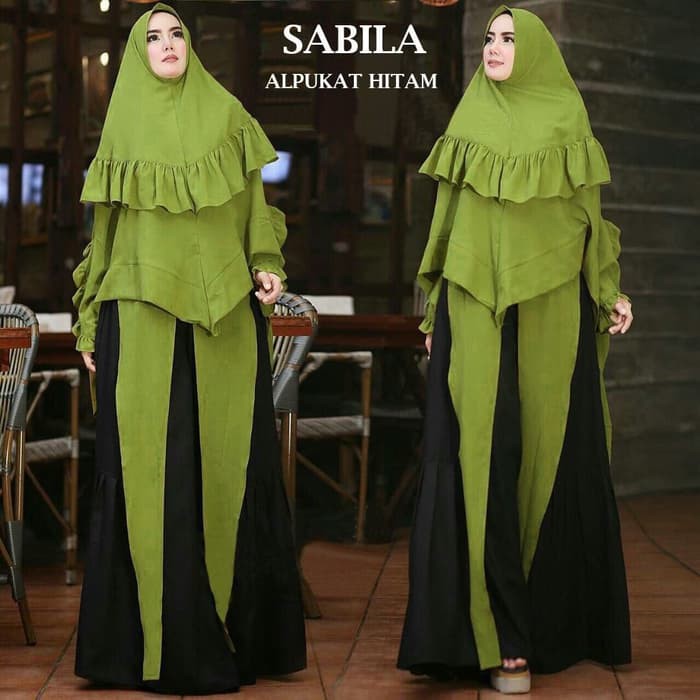 [SABILA ALPOKAT HITAM SC] gamis muslim wanita waffle hitam