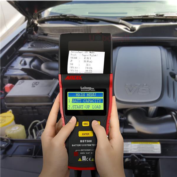 Battery Tester Ancel w Thermal Printer BST500 12V 24V System Truck Accu Aki Batere Baterai BST-500