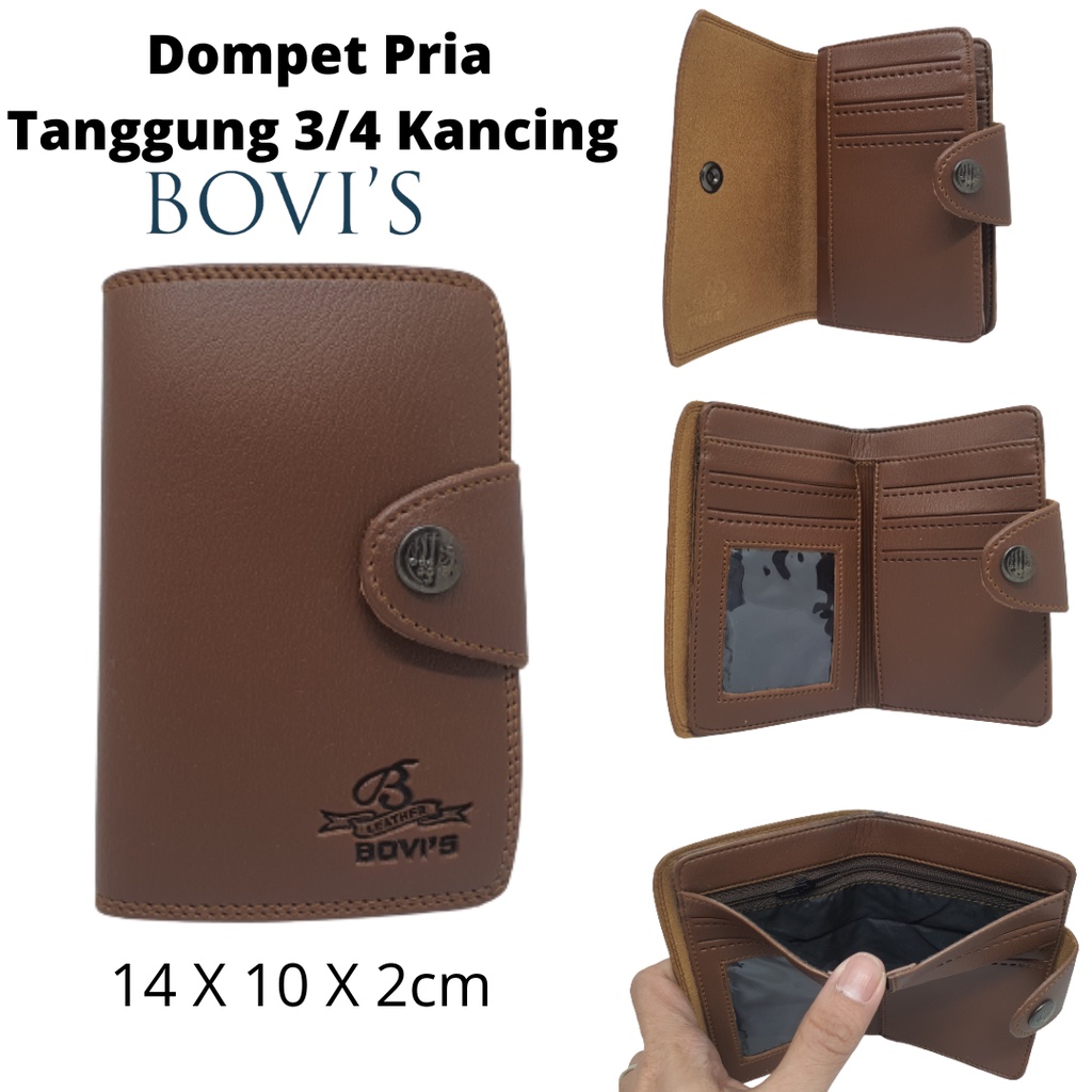 Dompet Pria Cowok Laki Dewasa Bovis Tanggung 3/4 Kancing Original Garut Harga Murah Kualitas Distro Model Keren Terbaru Kekinian