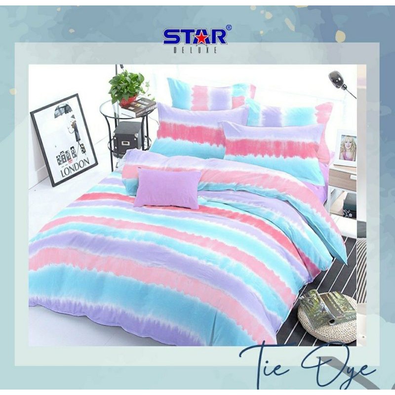 sprei Dan bedcover set katun lokal star motif TIE DYE