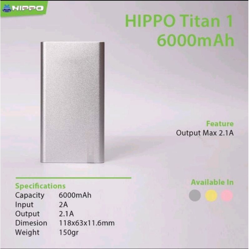 Hippo powerbank Titan 6000MAh