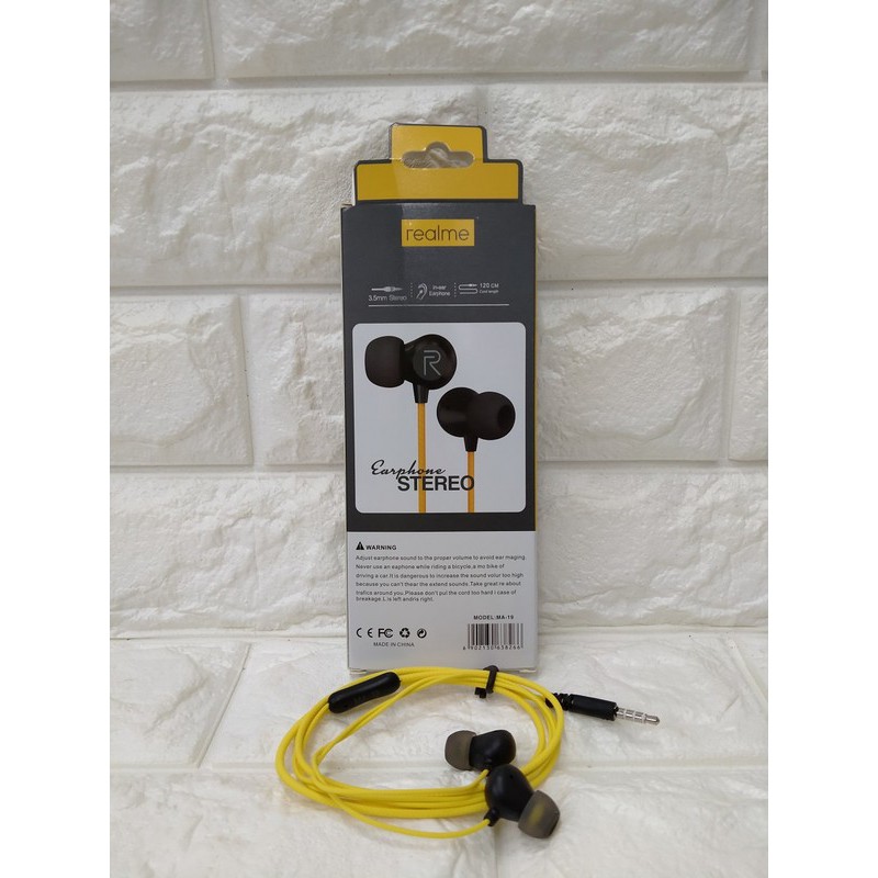 HEADSET HANDSFREE REALME + MIC MA-19 STEREO EARPHONE MA19