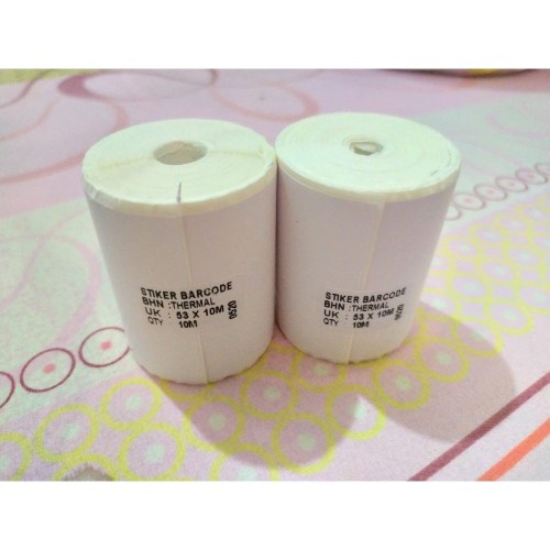 LABEL STICKER 58x10M METER POS PRINTER THERMAL 58MM CONTINUES 53x10 M CETAK LABEL RESI SHOPEE