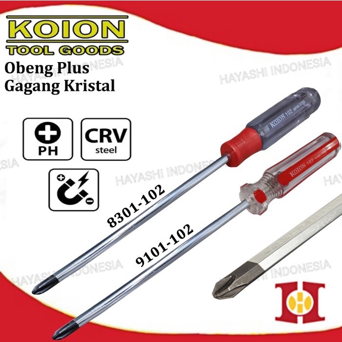 Obeng Plus Kembang Magnet Screwdriver Gagang Crystal Kristal Taiwan