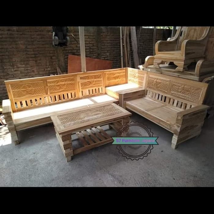 Kursi Tamu Pojok Minimalis Kayu Jati Mebel Jepara Mentahan