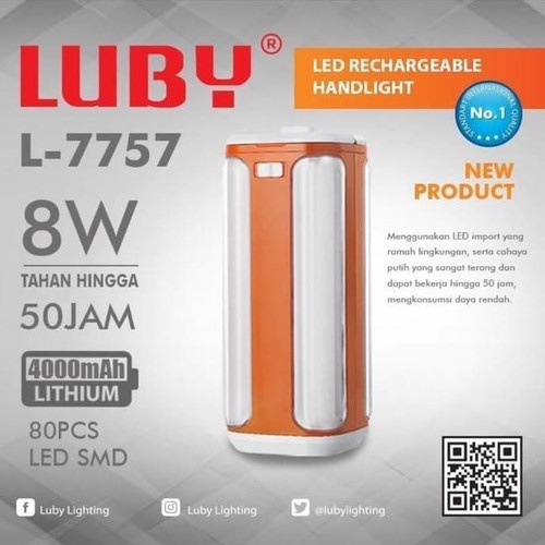 Luby Lampu Emergency Petromak 4 Sisi L7757 SMD 80 LED Light LED Rechargeable