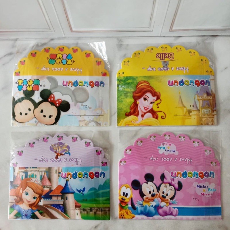 [4pc]L.BUNGA kartu undangan pony kartu ultah princess ultah anak batman spiderman superman frozen