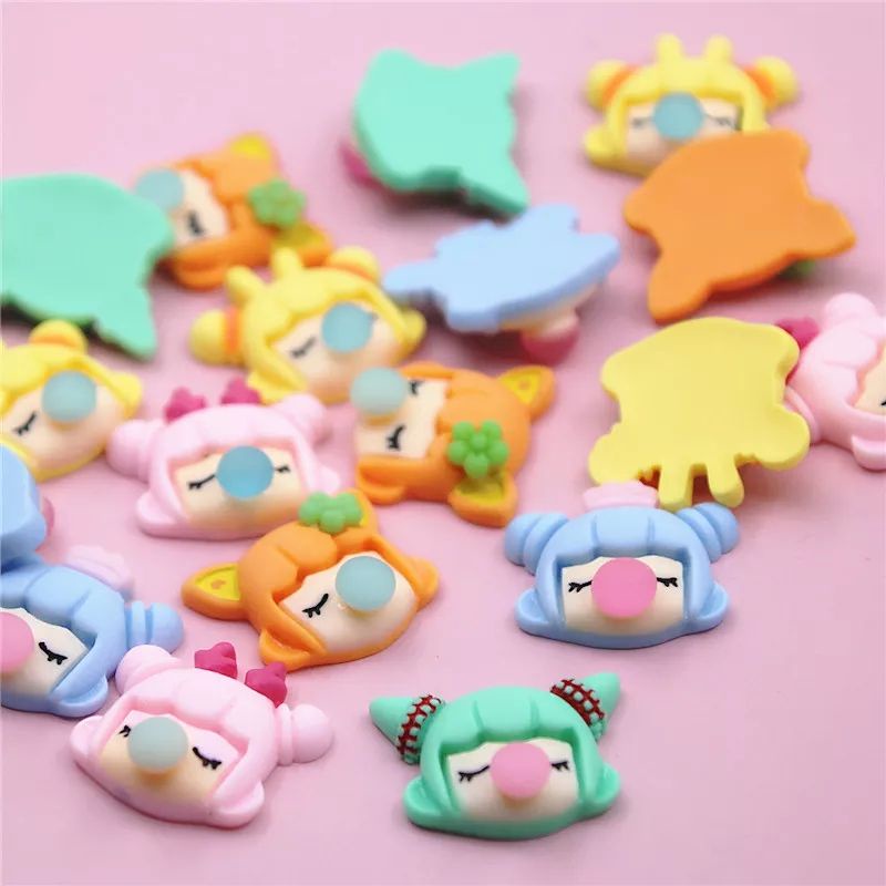 Resin clay cartoon bubble girl 10pc mix warna