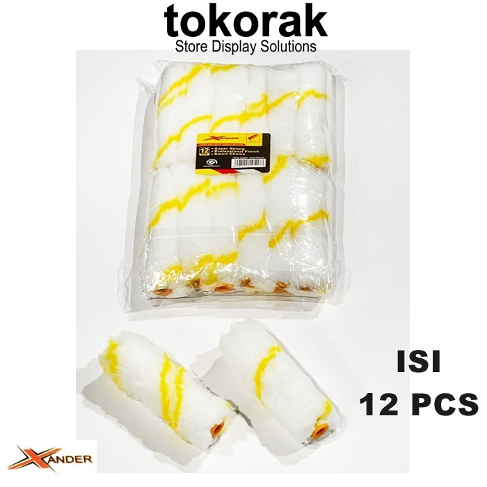 ISI BULU KUAS ROLL KAPAL 4 INCH XANDER 12 PCS - REFILL KUAS CAT ROLLER