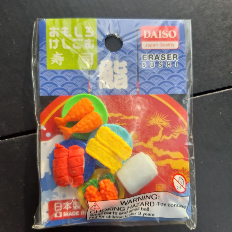 

Daiso Original Jepang Eraser Sushi Penghapus Hiasan Lucu Estetik Unyu Mini 5 in 1