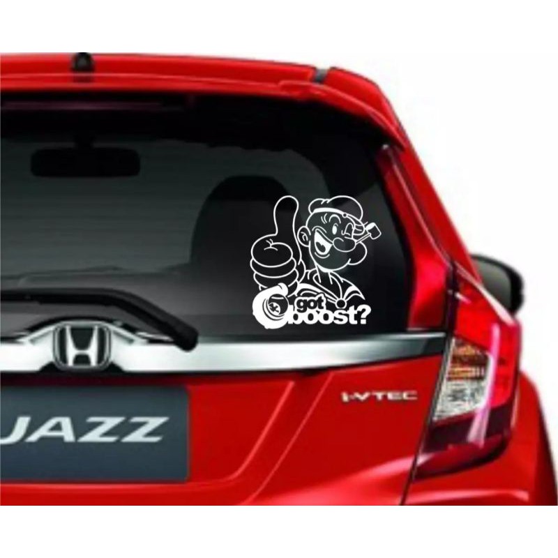 Stiker mobil Stiker cutting mobil stiker kaca belakang Popeye got boost