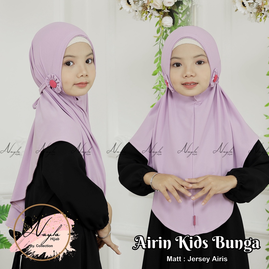 Kerudung Instan Anak Airin Kids Bunga Hijab Instan Tali Jersey Airis Jilbab Instan Anak Nayla Hijab