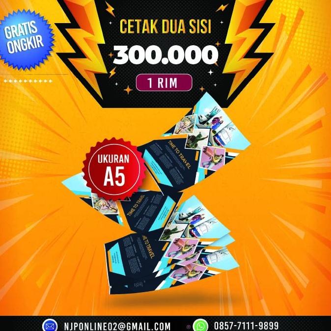 

[BISA COD] Cetak Brosur A5 (2 Sisi ) 1 rim / 500 lbr | Art Paper 120 gr Murah !
