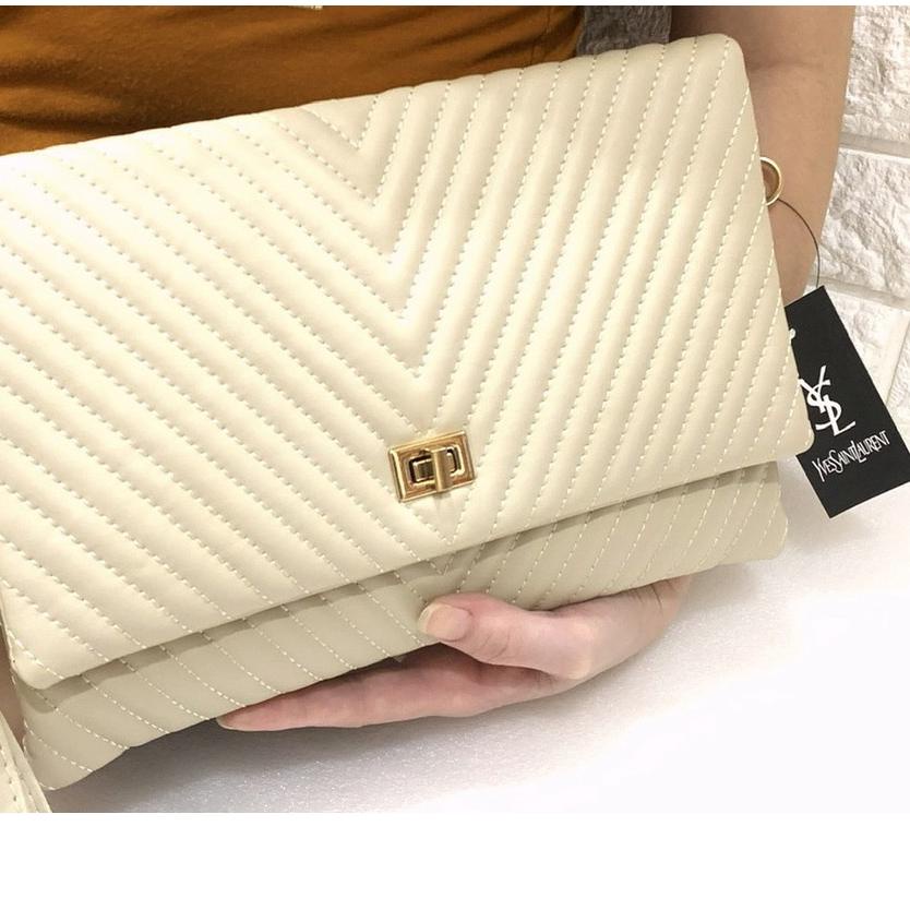 Terbaru.. SALE  TAS  WANITA CLUTCH chevron handbag wanita CHEVRON YSL IMPORT BATAM