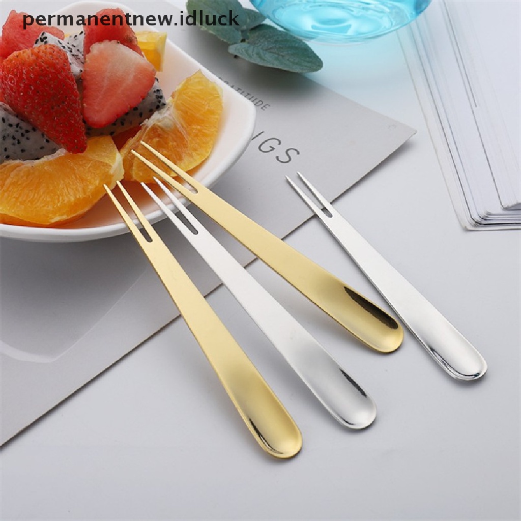 Sendok Garpu Buah Dessert 2 In 1 Bahan Stainless Steel Untuk Anak