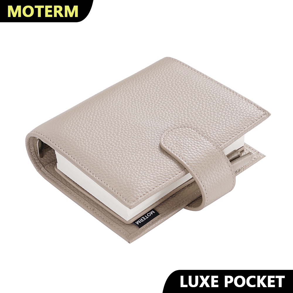 

Moterm Luxe Series Pocket Planner A7 Size Notebook with 30 MM Silver Rings Mini Agenda Organizer Cow