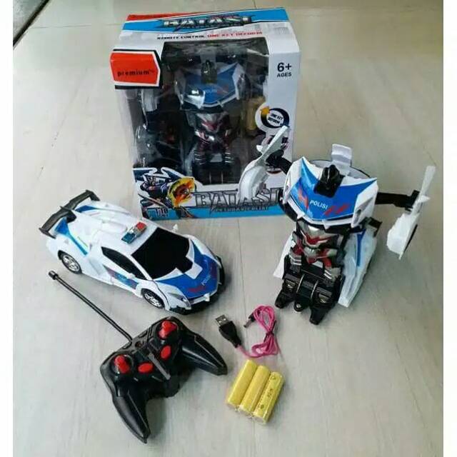 Mobil remot jadi Robot  / Mobil remot polisi jadi robot / Rc mobil Deformation