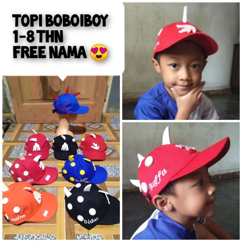 TOPI BOBOIBOY / TOPI BOBOI BOY / TOPI BOBOYBOY / TOPI ANAK / TOPI NAMA