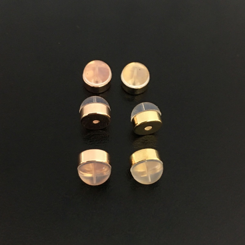 Siy 12pcs Stopper Belakang Anting Tusuk Bahan Silikon Hypoallergenic Warna Goldsilver