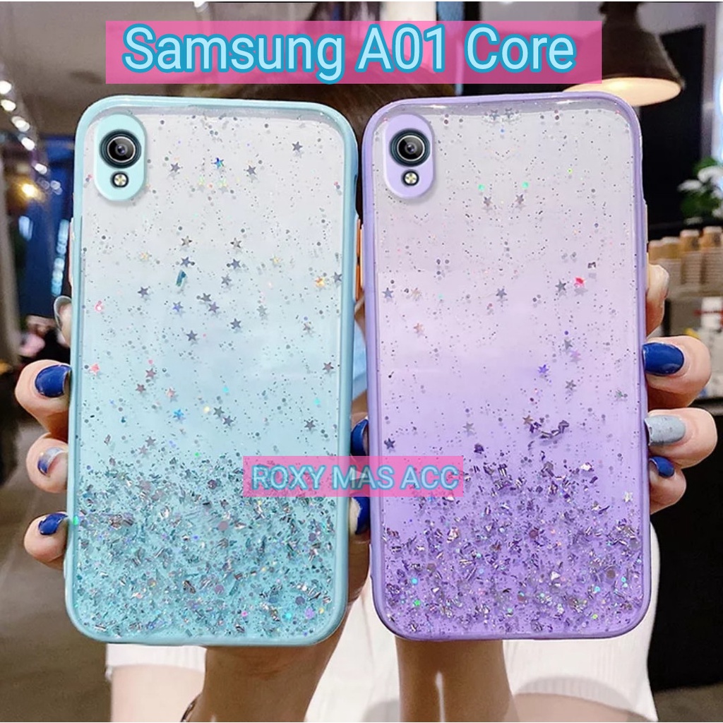 SOFTCASE GLITER ( SAMSUNG A01 CORE ) TERBARU CASE DOVE GLITER FUZE TRANSPARAN DENGAN PROTEKSI KAMERA