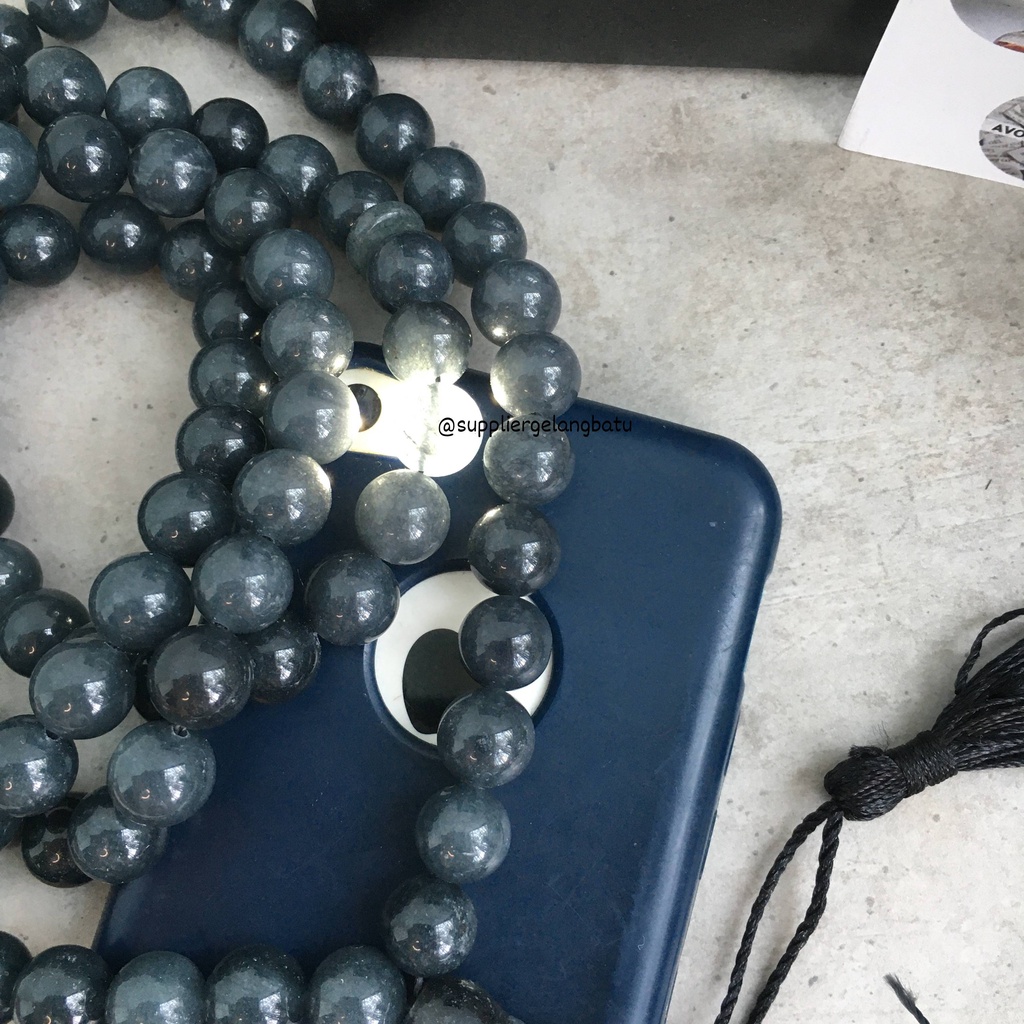 tasbih batu alam GREY AGATE 10mm 99 butir akik tasbehabu abu berserat