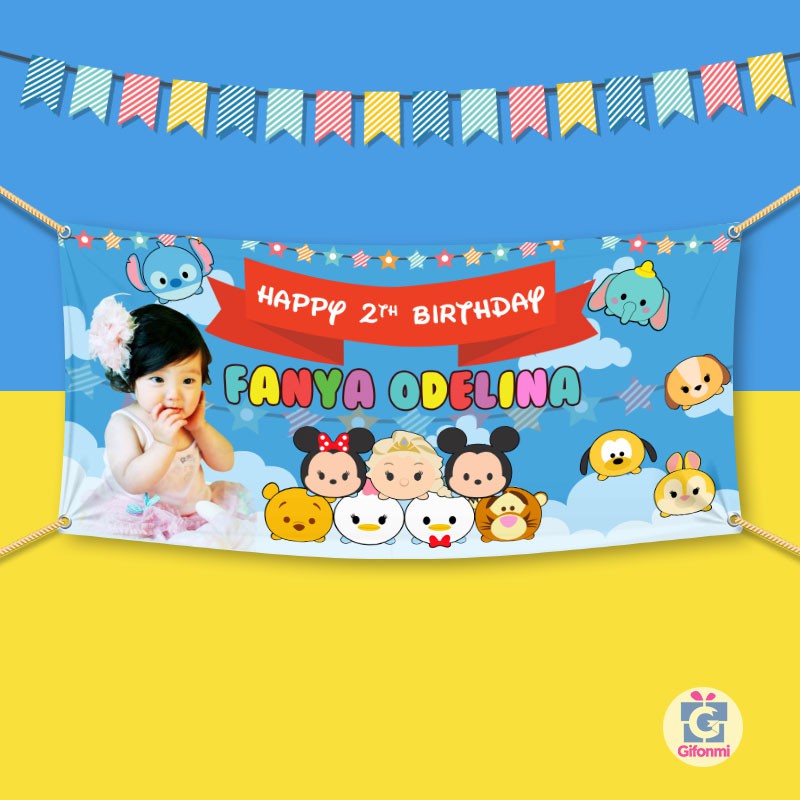 Redy Stok Banner Ulang Tahun Anak Tsum-tsum | B-004