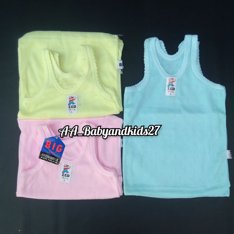 3PC Singlet Bayi dan Anak Zed Kids Ukuran S-6L Warna dan Putih SNI