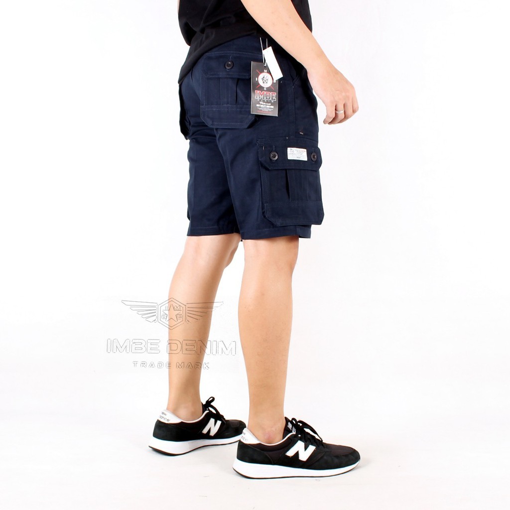 Celana Cargo pendek Pria Navy Blue Cotton Twill PDL Short Cargo Pants Katun Canvas Premium