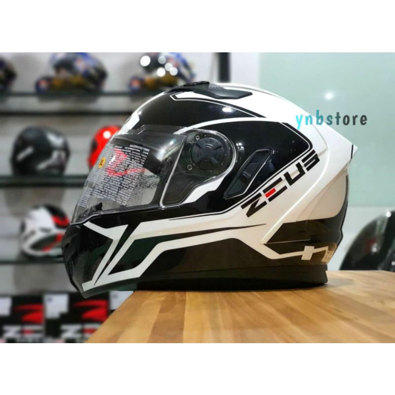 Jual Helm Zeus ZS813 AN6 White Black Putih Hitam Glossy Double Visor