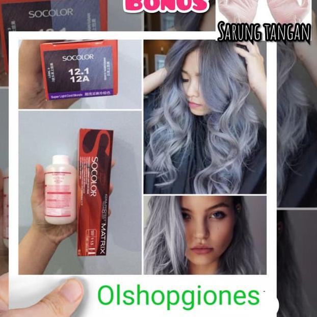✹ Cat Rambut Matrix Socolor 12.1/ 12.A + Oxydant Warna AS abu abu silver ✩