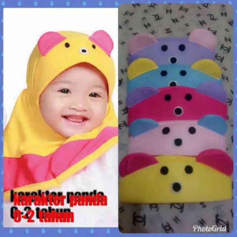 Jilbab Panda Anak Bayi Usia 0-3 Tahun Premium | Hijab Tk Baby Perempuan Newborn Lucu Kerudung Sekolah Lembut Sd  Terbaru