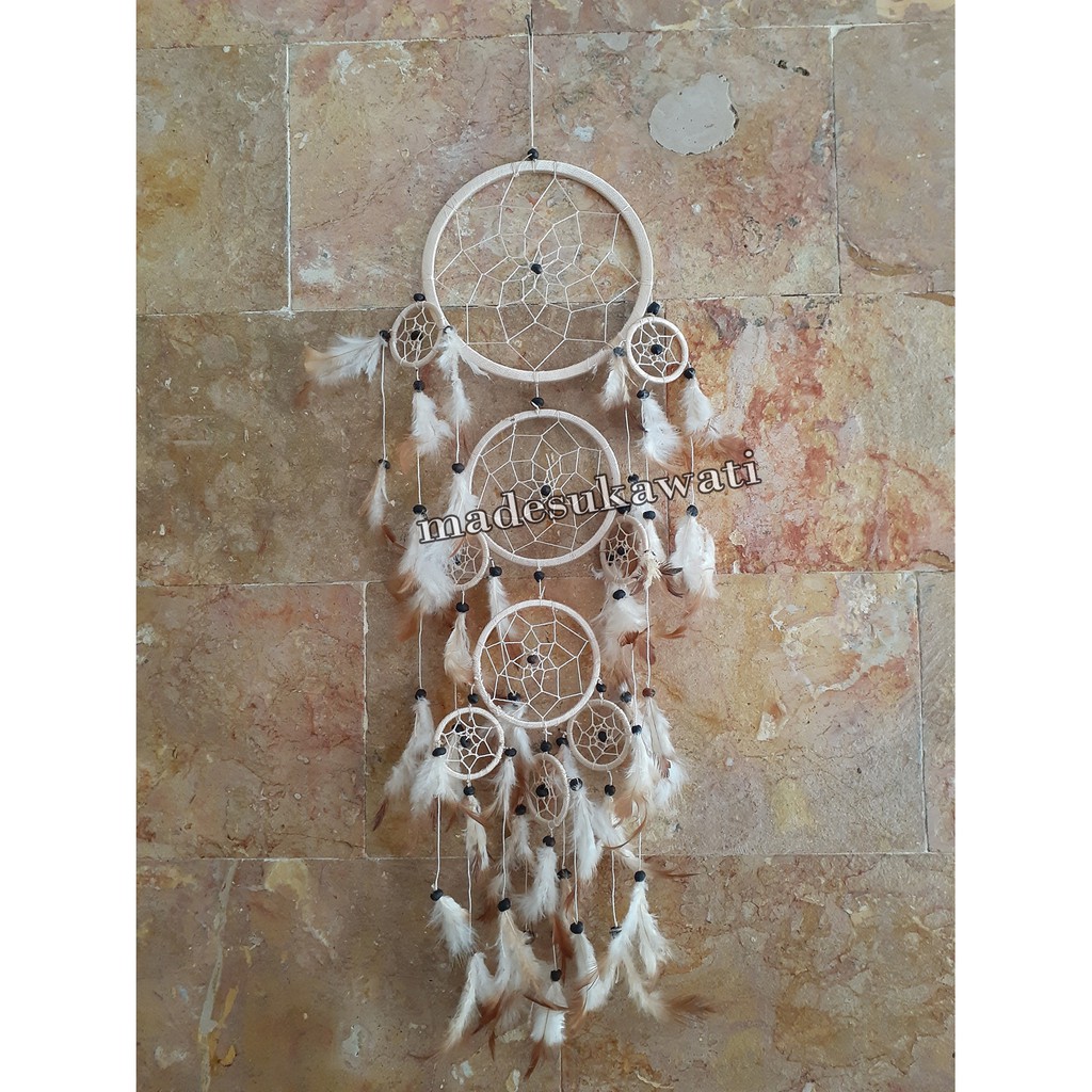 Dream catcher jaring tingkat 3 diameter 16cm panjang 73cm