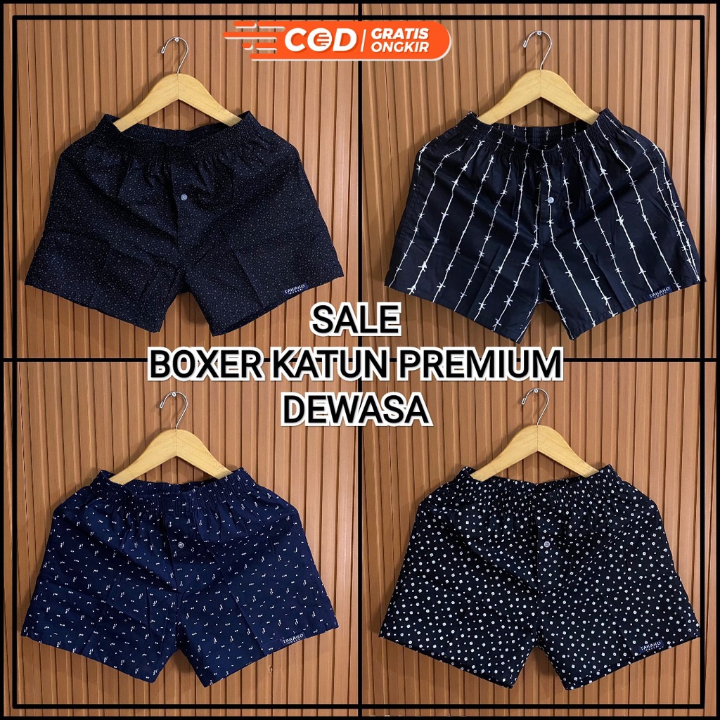 Boxer Pria Wanita Dewasa Katun Printing Premium Motif