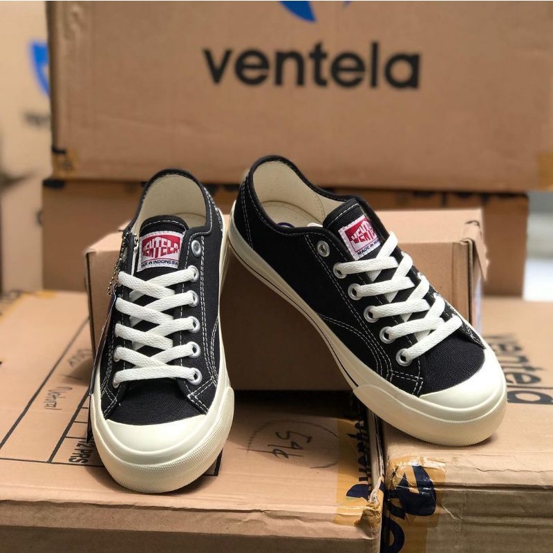 Sepatu Vantela Basic Low Black Natural Ventela Black White Original 100%-5