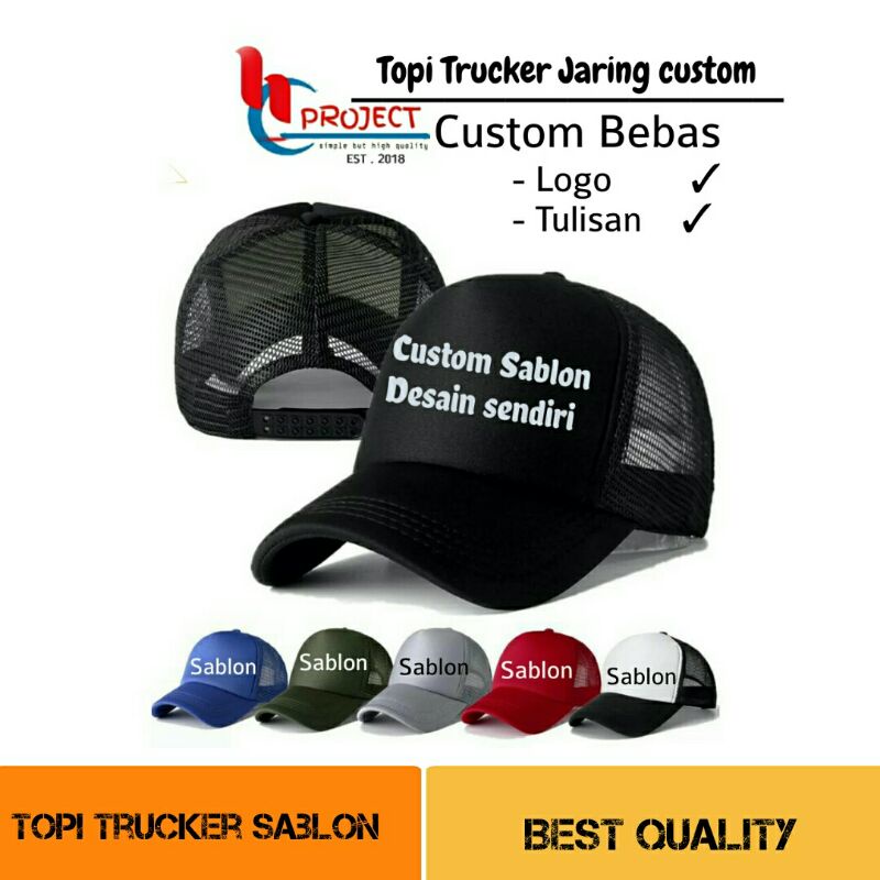 Topi Trucker custom, topi Trucker, Topi jaring custom , topi jaring logo, Trucker sablon