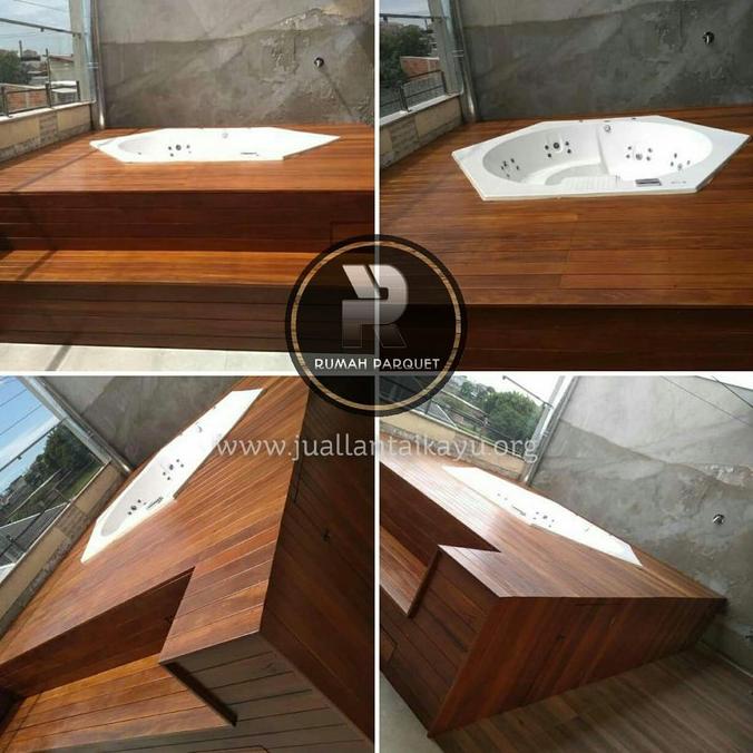 Lantai Decking Kayu Asli Bengkirai Pagar Kolam Teras Balkon
