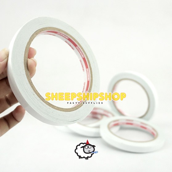 

DOUBLE TAPE BESAR 1 cm Sazanami / Aurapack Double Tape Putih