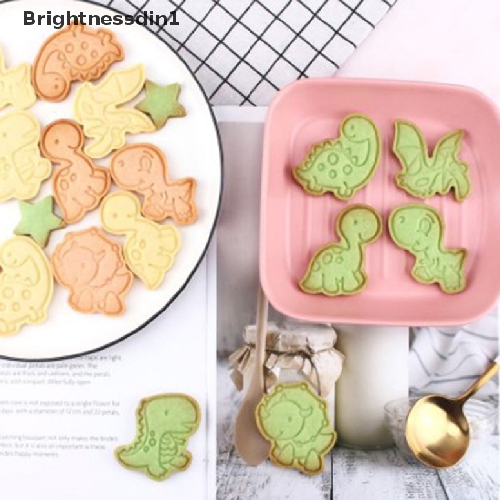 4 Pcs Alat Cetakan Pemotong Biskuit Cookie Bentuk Kartun Dinosaurus 1 In 1 Untuk Baking