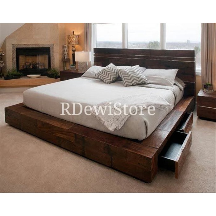 Tempat Tidur Divan Dipan Ranjang Minimalis Kayu Jati Laci