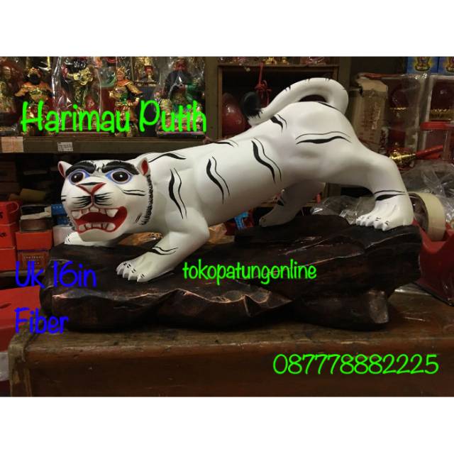 Patung Harimau Putih Import Fiber 16in