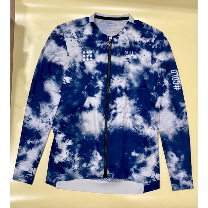 (BARANG BEKAS) Jersey Sepeda Wanita Lengan Panjang MONTON Warna Biru Putih Size L