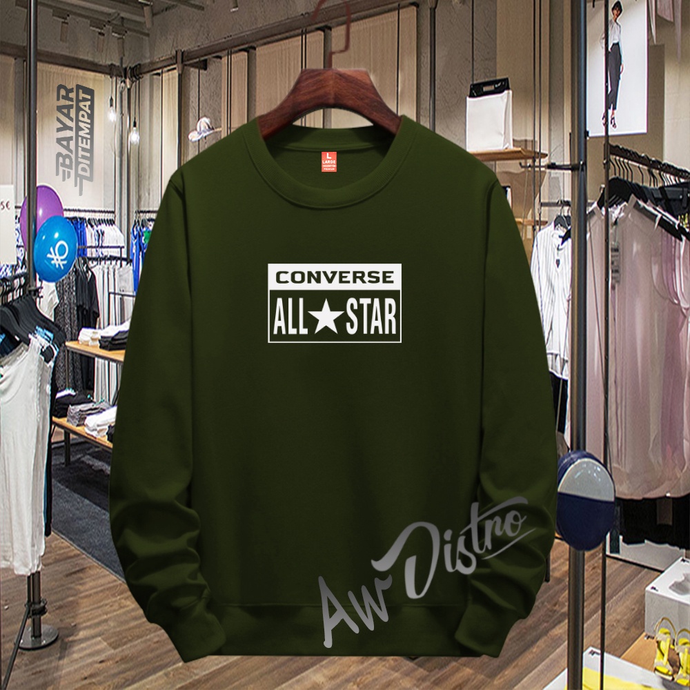 COD Sweater Distro Converce All Star White Premium Quality Sweater Tulisan Jaket Kata-Kata Hoodie Sablon