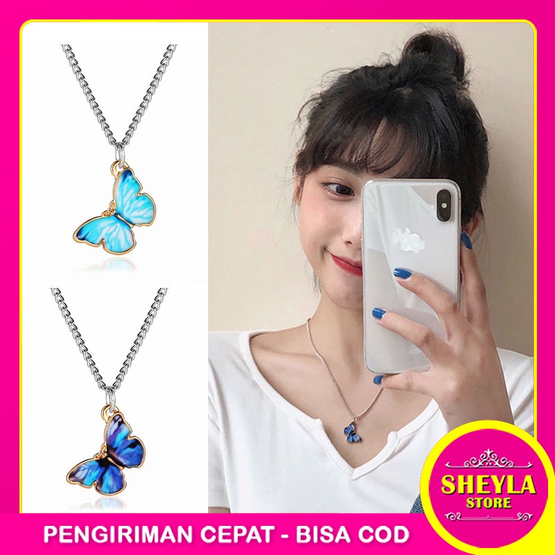 Kalung Wanita Murah Motif Kupu-Kupu / Kalung Rantai Liontin Korea / Butterfly Necklace / TV-30