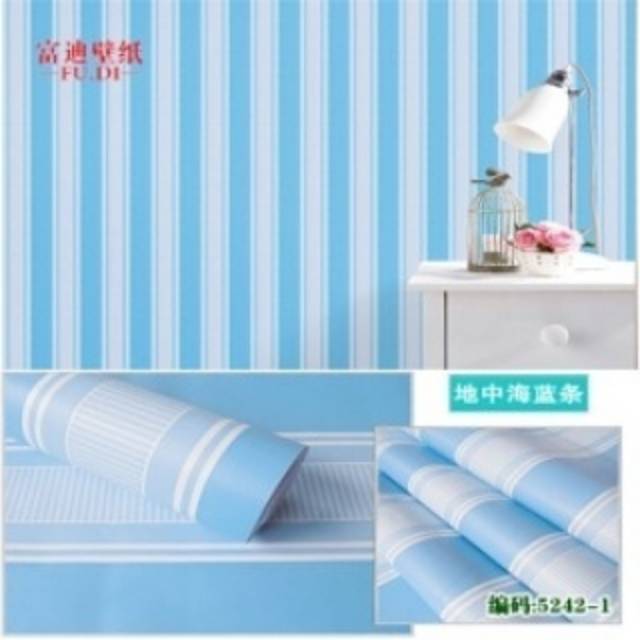 Wallpaper stiker motif salur biru