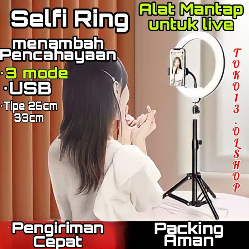 Paket 2in1,Tripod HP 2.1m+ Selfie Ring Light 26/33cm⭐ Toko13 ⭐