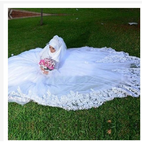 Gaun pengantin hijab - baju pengantin muslimah - gaun pengantin syari - dress pengantin hijab