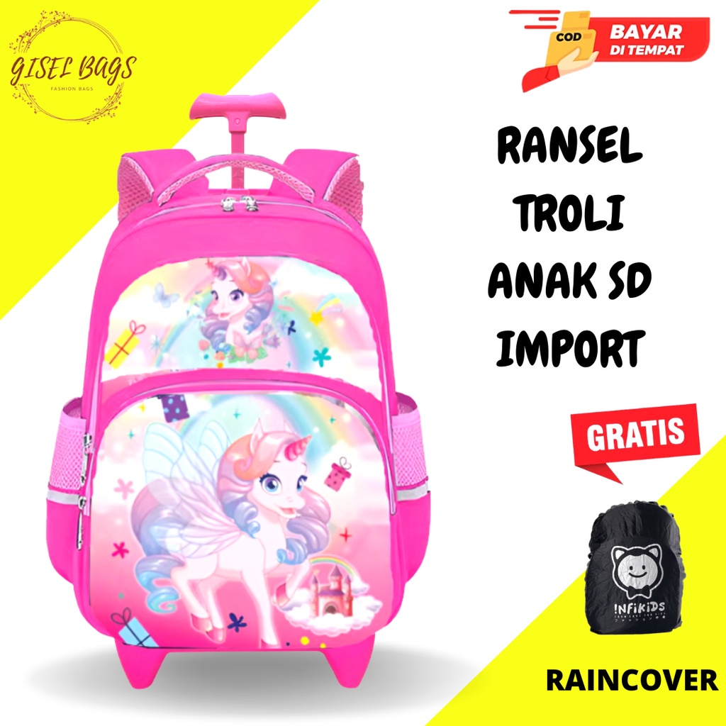 GB-Tas ransel troli anak perempuan SD tas ransel troli anak import tas ransel troli anak karakter lucu